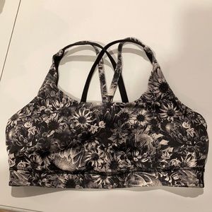 Lululemon women’s black floral sports bra size 10
